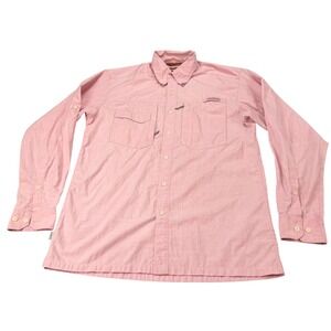 Simms Fishing Shirt Mens Large Tall LT Coral Pink Long Sleeve Ventilated Mesh
